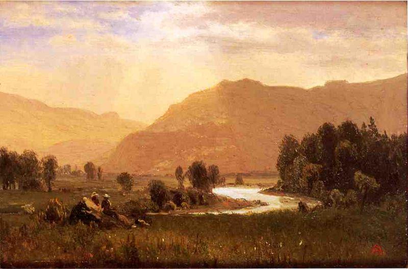 Albert Bierstadt Figures_in_a_Hudson_River_Landscape oil painting image